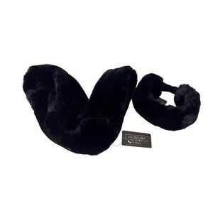 Sprigs Black Faux Fur Infinity Scarf & Headband Set For Women